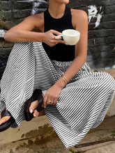 Load image into Gallery viewer, Casual Pocketed Striped Wide-Leg Pants