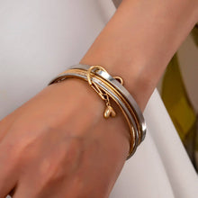Load image into Gallery viewer, Gold Silver Heart Linked Multi Bangle Set Bracelet | 80B1591