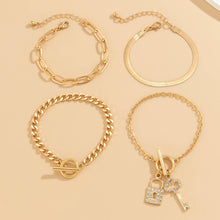 Load image into Gallery viewer, SNAKE BONE CHAIN VINTAGE KEY BRACELET NECKLACE_CWAJE1148