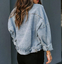 Load image into Gallery viewer, ROS-RCWJ Loose western patchwork leopard print denim jacket