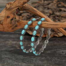 Load image into Gallery viewer, WESTERN TURQ STONE HOOP EARRINGS | 40E437