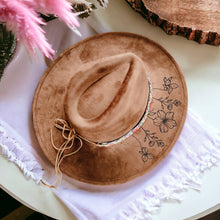Load image into Gallery viewer, Spring Western Hat Burnt Hat Floral Burned Hat Wildflowers
