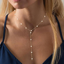 Load image into Gallery viewer, 18K STAINLESS STEEL TARNISH FREE PEARL Y NECKLACE | 40NK9613