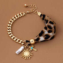 Load image into Gallery viewer, SCARF CHARM BRACELET- SUNBLAST CROSS PEARL CHARM | 80B1560