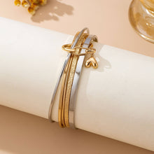 Load image into Gallery viewer, Gold Silver Heart Linked Multi Bangle Set Bracelet | 80B1591