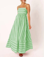Load image into Gallery viewer, Vacation back smocked dress stripe strap maxi dress