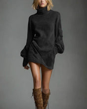 Load image into Gallery viewer, Vintage Faux Suede Cargo Pocket Long-Sleeve Mini Dress