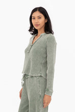 Load image into Gallery viewer, KT-11892 Distressed Mineral-Washed Long Sleeve Top
