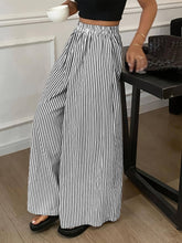 Load image into Gallery viewer, Casual Pocketed Striped Wide-Leg Pants