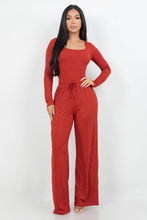 Load image into Gallery viewer, Long sleeve slinky bodysuit with matching flare pants set