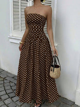 Load image into Gallery viewer, Y2k Boho Beach Polka Dots Strapless Ruched Dress