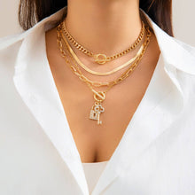 Load image into Gallery viewer, SNAKE BONE CHAIN VINTAGE KEY BRACELET NECKLACE_CWAJE1148