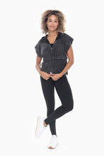 Load image into Gallery viewer, KJ-12249 Cotton Mineral Wash Short Sleeve Zip-Up Hoodie