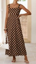 Load image into Gallery viewer, Chocolate polka lace trim strappy sundress