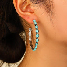 Load image into Gallery viewer, WESTERN TURQ STONE HOOP EARRINGS | 40E437