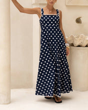 Load image into Gallery viewer, Chocolate polka lace trim strappy sundress