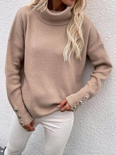 Load image into Gallery viewer, Casual Loose Solid Color High-Neck Long Sleeves Knitwear