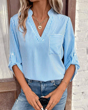 Load image into Gallery viewer, V-Neck Pullover Stripe Print Casual Shirt