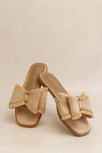 Load image into Gallery viewer, RESORT STAY - Raffia Bow Sandals, Beach Slide, Summer Flat
