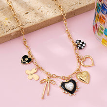 Load image into Gallery viewer, CHARM NECKLACE-BOW CHECKER HEART RHINESTONE | 80N92728