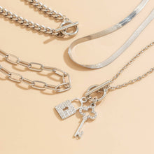 Load image into Gallery viewer, SNAKE BONE CHAIN VINTAGE KEY BRACELET NECKLACE_CWAJE1148