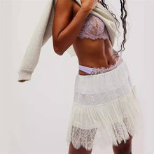 Load image into Gallery viewer, High Waist Lace Mini Skirt With Irregular Hem In Solid Color