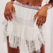 Load image into Gallery viewer, High Waist Lace Mini Skirt With Irregular Hem In Solid Color