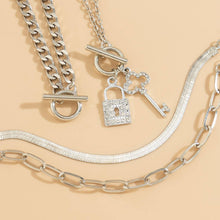 Load image into Gallery viewer, SNAKE BONE CHAIN VINTAGE KEY BRACELET NECKLACE_CWAJE1148