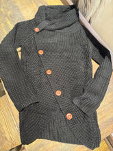 Load image into Gallery viewer, BLACK KNIT WRAPPED TURTLE NECK SWEATER