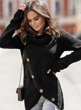 Load image into Gallery viewer, BLACK KNIT WRAPPED TURTLE NECK SWEATER