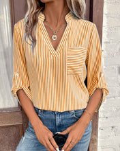 Load image into Gallery viewer, V-Neck Pullover Stripe Print Casual Shirt