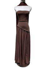 Load image into Gallery viewer, Effortless asymmetrical strapless evening dress w scarf