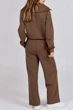 Load image into Gallery viewer, Solid half zip Long sleeve sweatshirt wide leg Relaxed set
