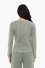 Load image into Gallery viewer, KT-11892 Distressed Mineral-Washed Long Sleeve Top