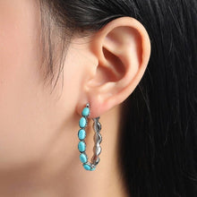 Load image into Gallery viewer, WESTERN TURQ STONE HOOP EARRINGS | 40E437