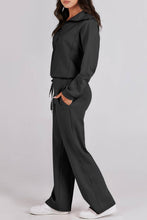 Load image into Gallery viewer, Solid half zip Long sleeve sweatshirt wide leg Relaxed set