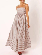 Load image into Gallery viewer, Vacation back smocked dress stripe strap maxi dress