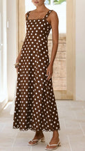 Load image into Gallery viewer, Chocolate polka lace trim strappy sundress