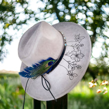 Load image into Gallery viewer, Spring Western Hat Burnt Hat Floral Burned Hat Wildflowers
