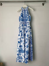 Load image into Gallery viewer, A-Line Loose Flower Print Split-Joint Lapel Maxi Dresses