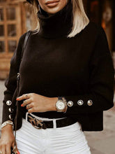 Load image into Gallery viewer, Casual Loose Solid Color High-Neck Long Sleeves Knitwear