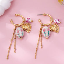 Load image into Gallery viewer, Chinoiserie Floral Charm Hoop Earrings | 80E61660