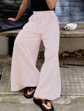 Load image into Gallery viewer, Casual Pocketed Striped Wide-Leg Pants