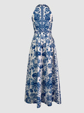 Load image into Gallery viewer, A-Line Loose Flower Print Split-Joint Lapel Maxi Dresses
