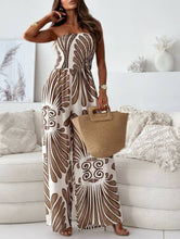 Load image into Gallery viewer, Fashionable Print Bandeau Waist-Cinching Jumpsuit