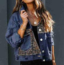 Load image into Gallery viewer, ROS-RCWJ Loose western patchwork leopard print denim jacket