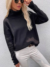Load image into Gallery viewer, Casual Loose Solid Color High-Neck Long Sleeves Knitwear