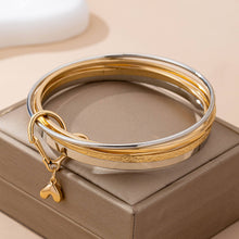 Load image into Gallery viewer, Gold Silver Heart Linked Multi Bangle Set Bracelet | 80B1591
