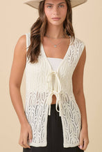 Load image into Gallery viewer, Long Crochet Knitted Vest With Front Tie Strap

