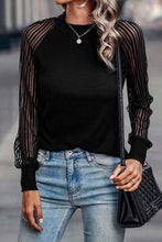 Load image into Gallery viewer, Stripe Mesh Long Sleeve Top
